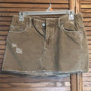 Khaki colored corduroy skirt. American Eagle.